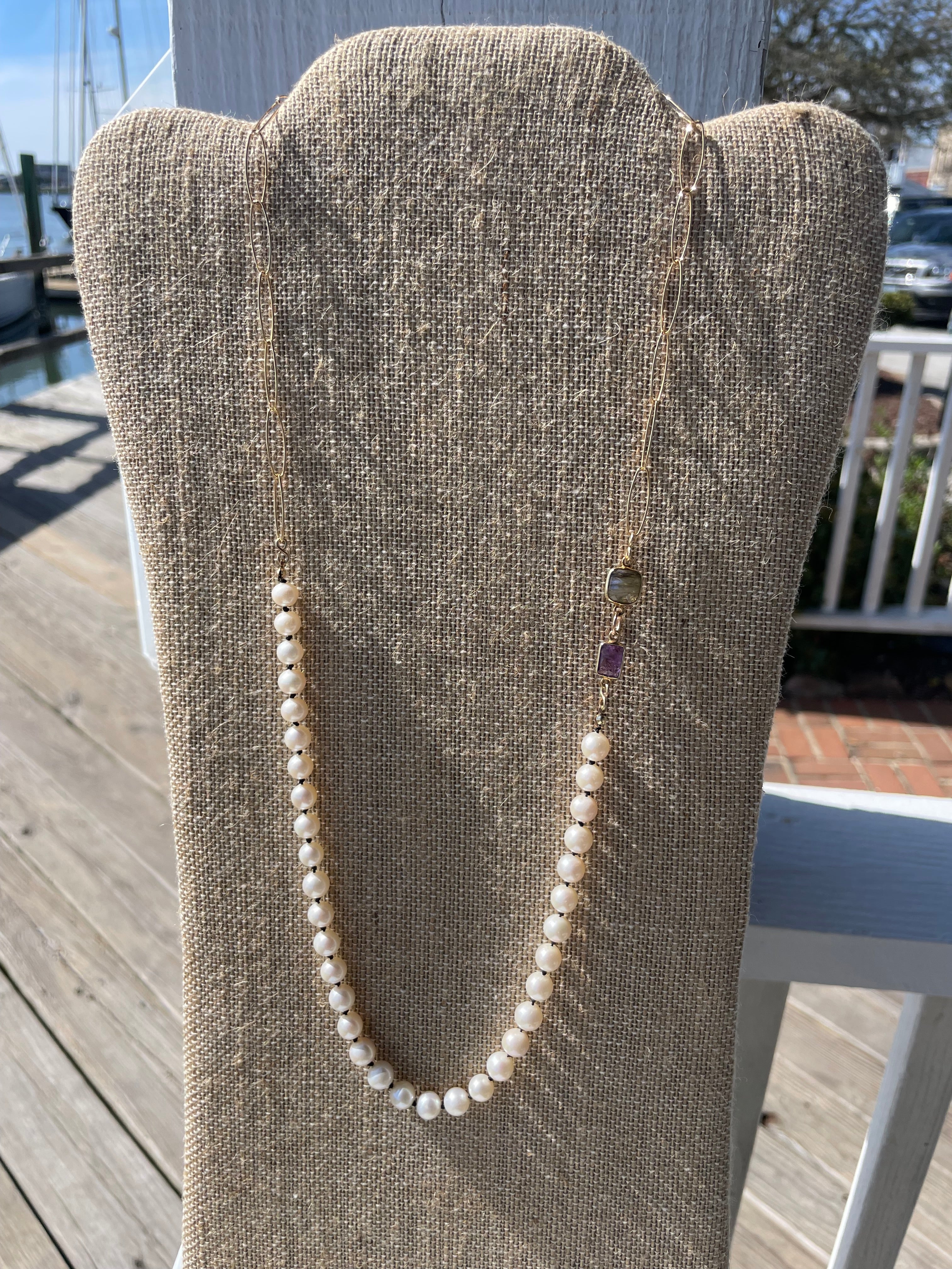 Tide & Tone
Akoya Pearl & Mixed Stone Necklace