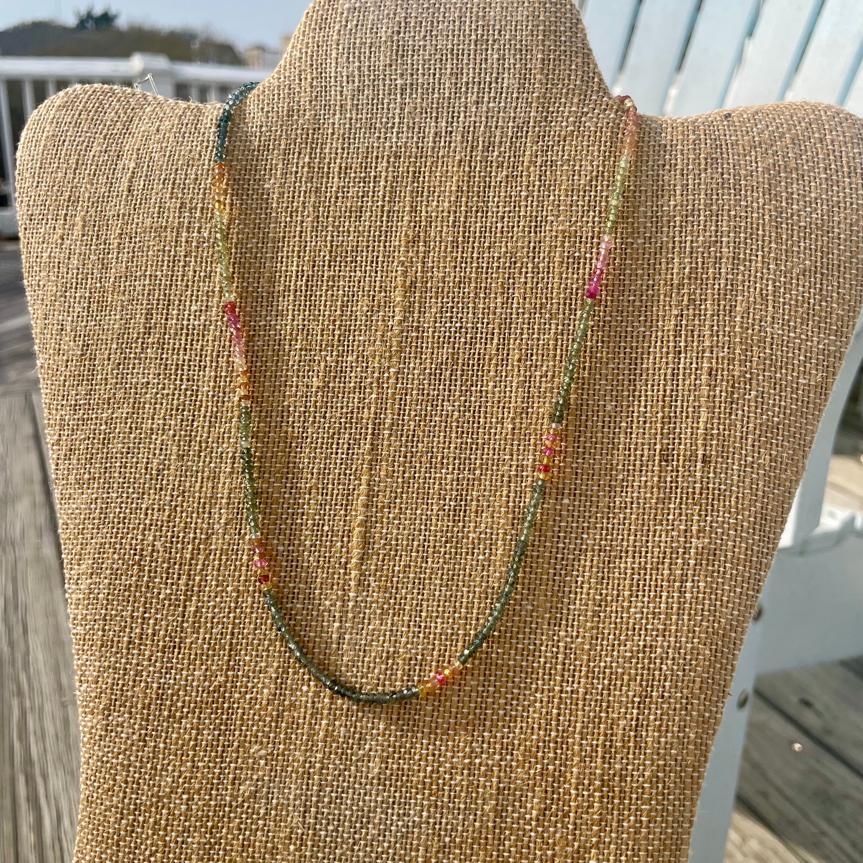 Tide Glass Strand — Multi Colored Sapphire Necklace (16”)