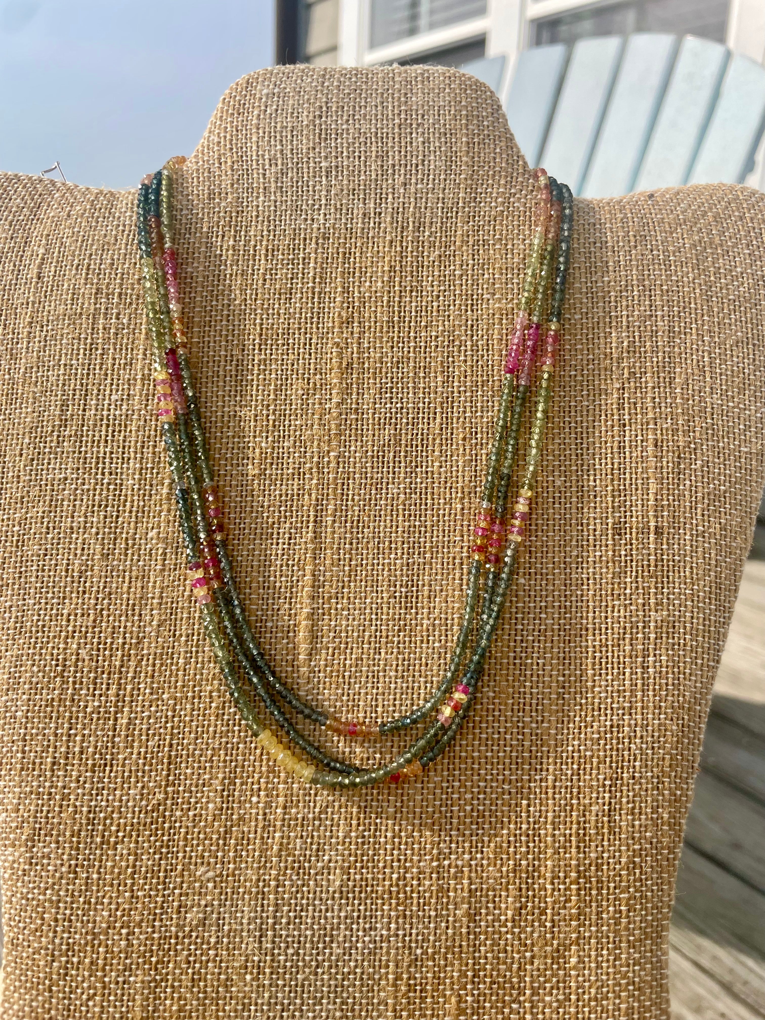 Tide Glass Strand — Multi Colored Sapphire Necklace (16”)