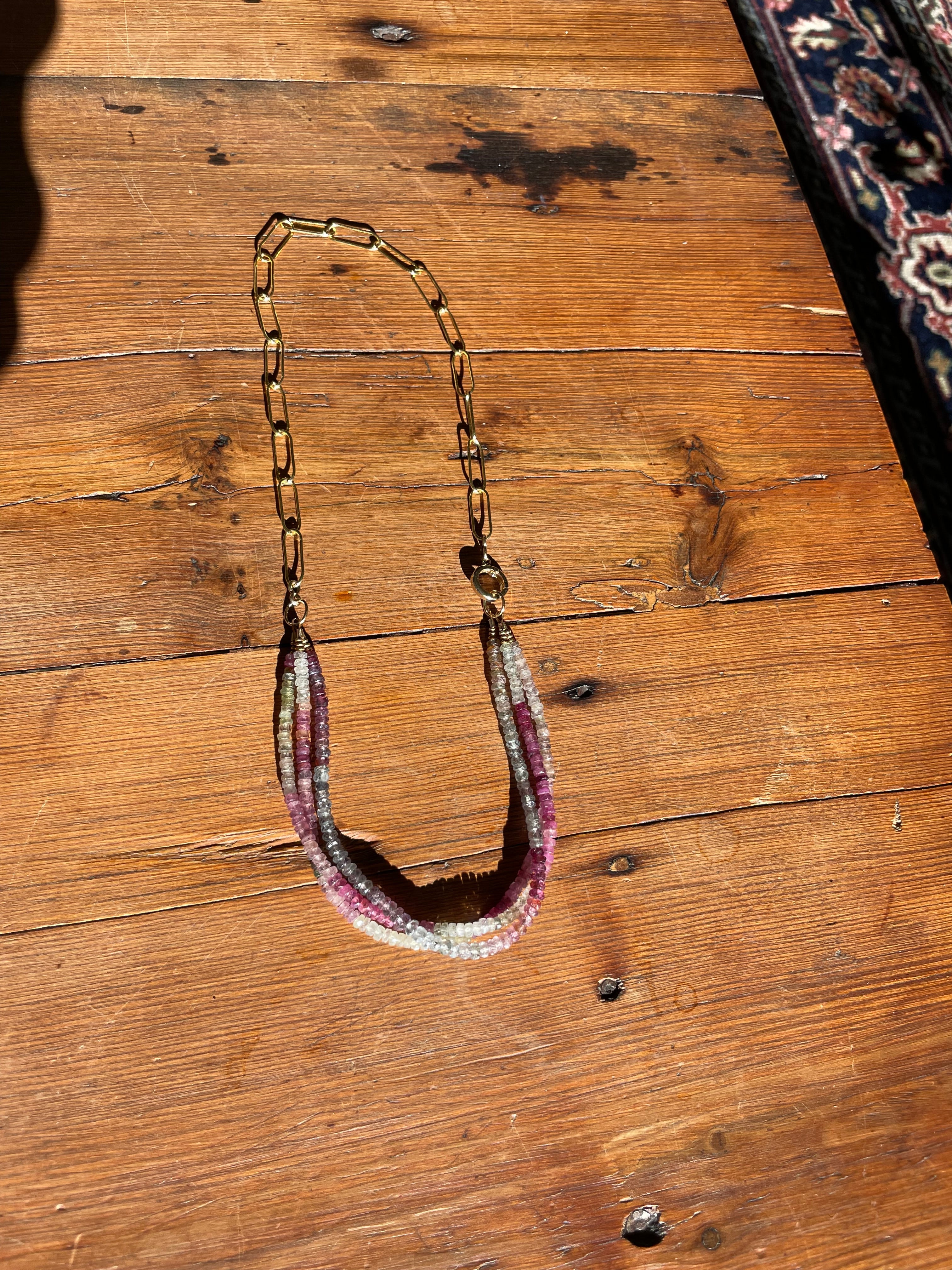 Sunset Current
Umba Sapphire & Spinel Triple Strand Necklace