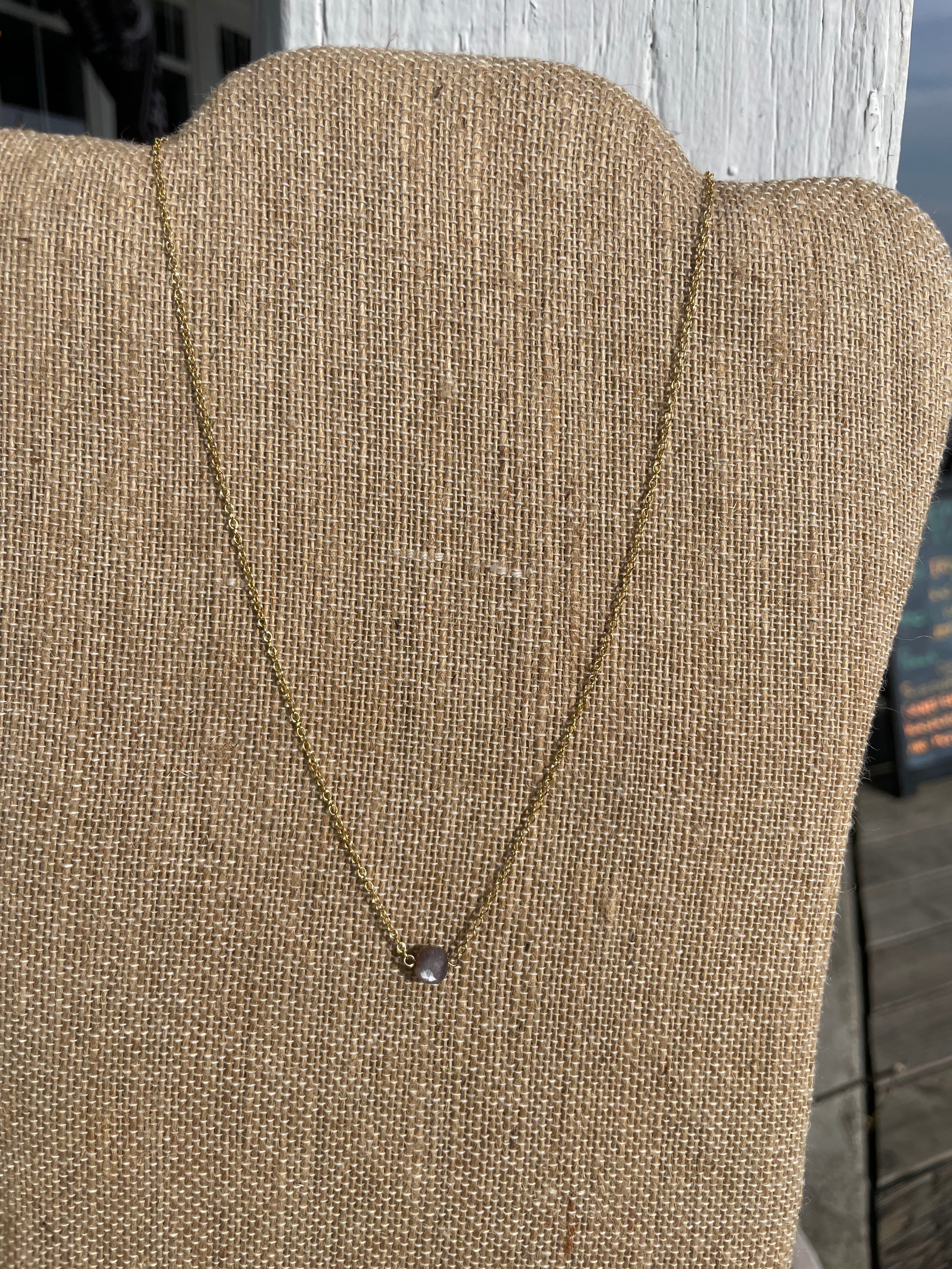 Soft Earth Glow
Chocolate Moonstone Necklace, 16”