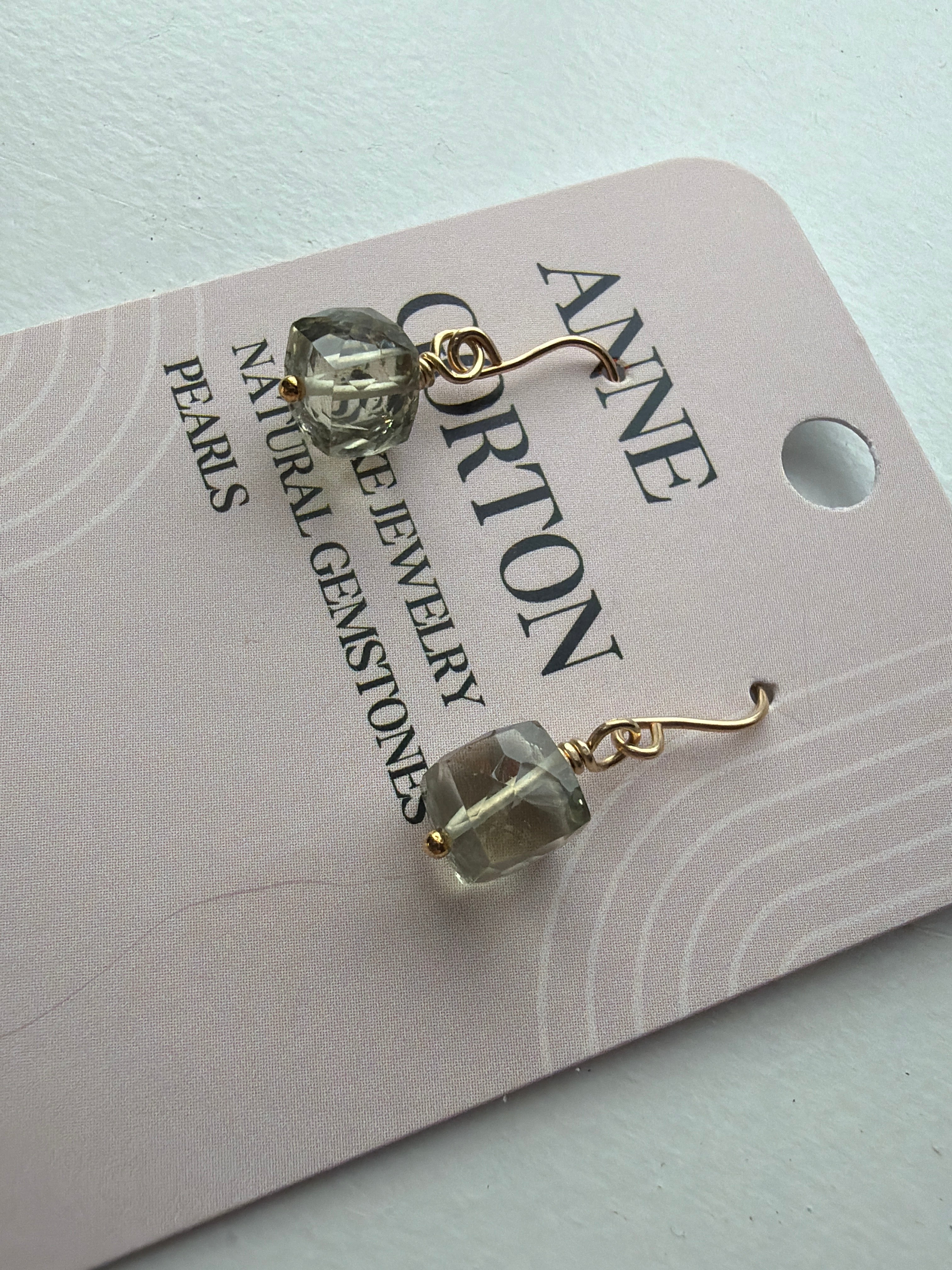 Sea Glass Light Green Amethyst Drop Earrings