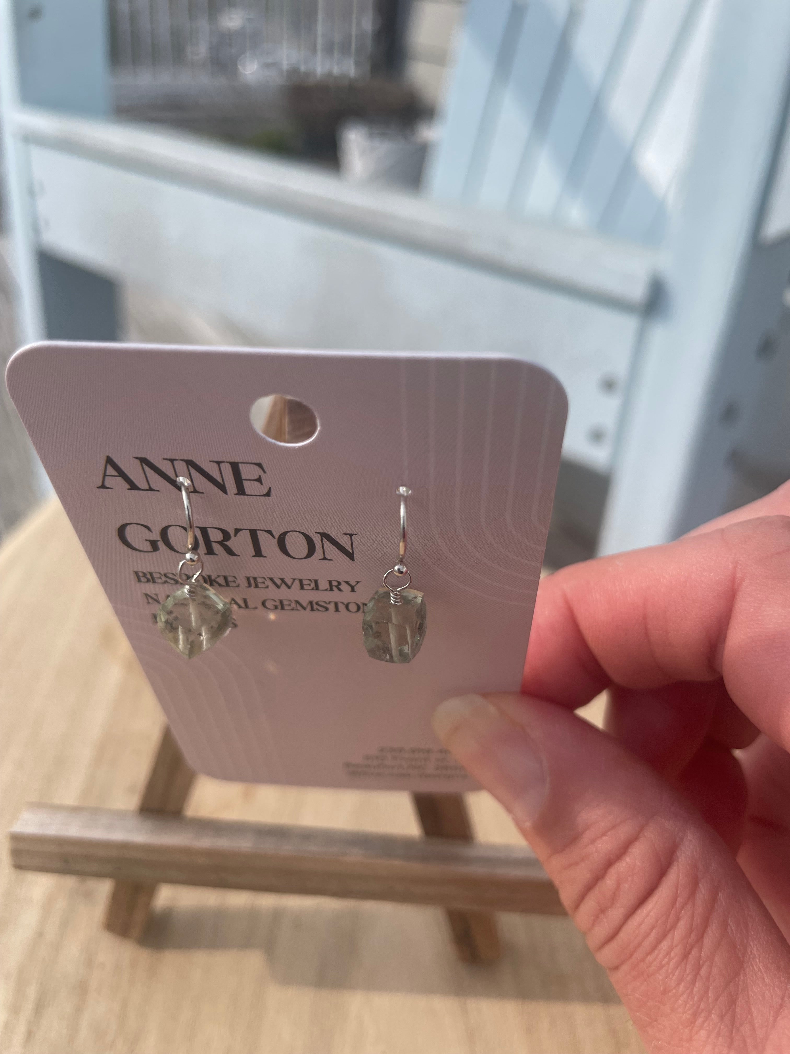 Sea Glass Light Drops Prasiolite Green Amethyst on Argentium earrings