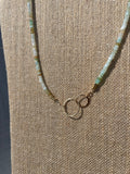Still Water Peruvian Opal Necklace, Gold Filled Rings (17”)