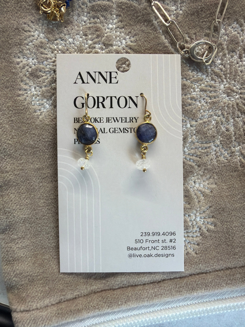 Mystic Moonstone — Indigo and Light: Sapphire & Rainbow Moonstone Drop Earrings