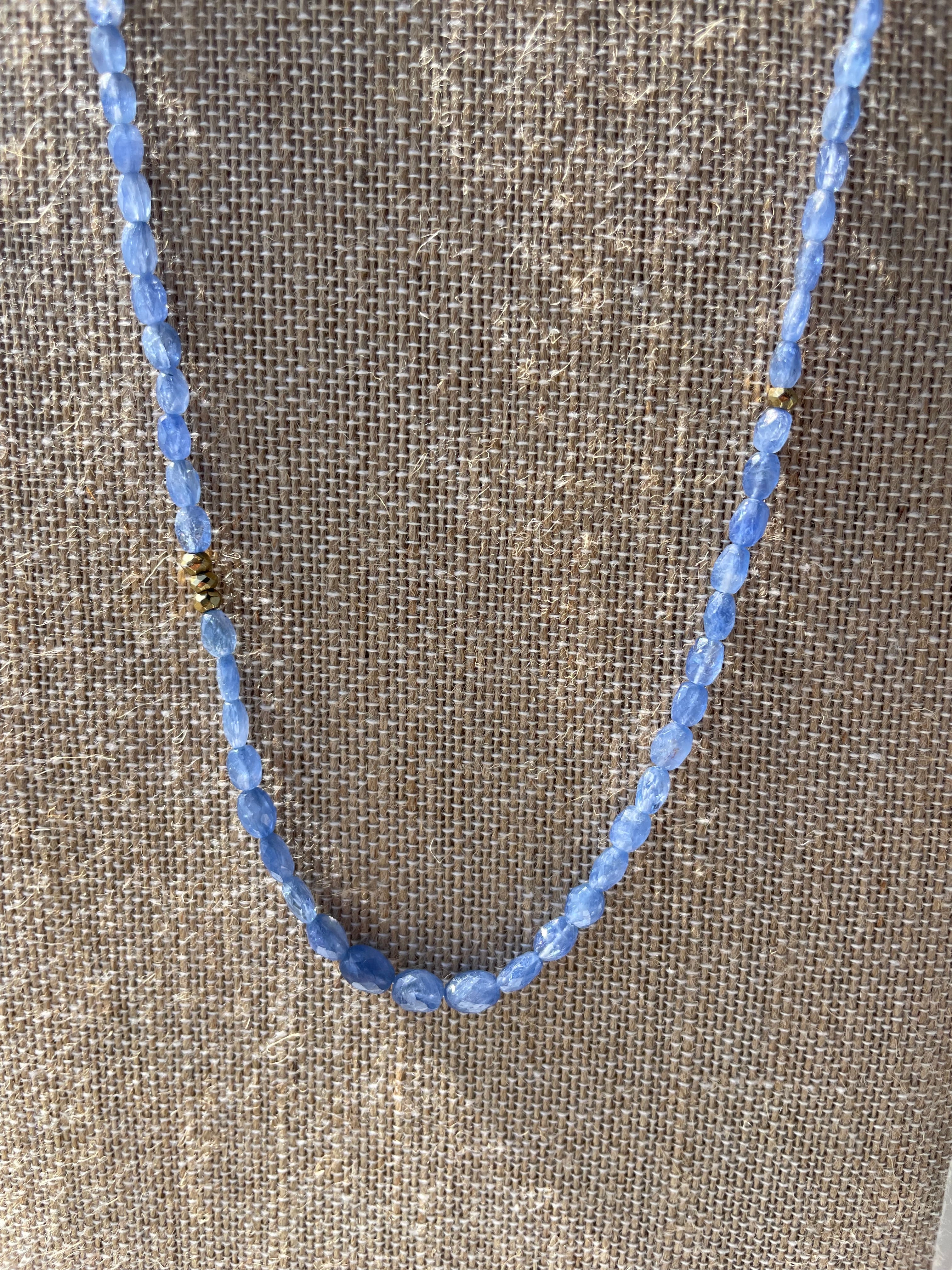 Blue Current
Sapphire & Pyrite Necklace · 18”