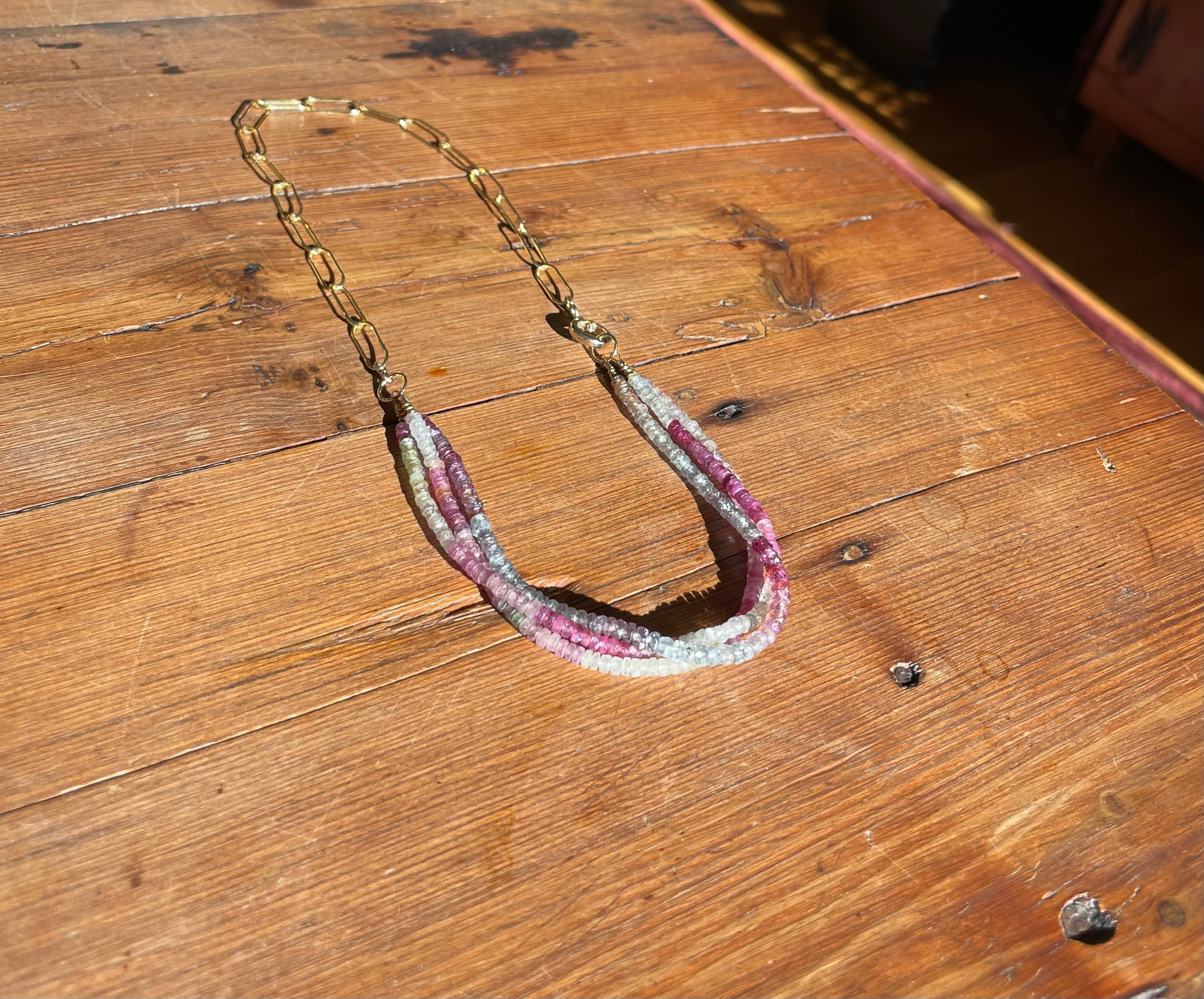 Sunset Current
Umba Sapphire & Spinel Triple Strand Necklace