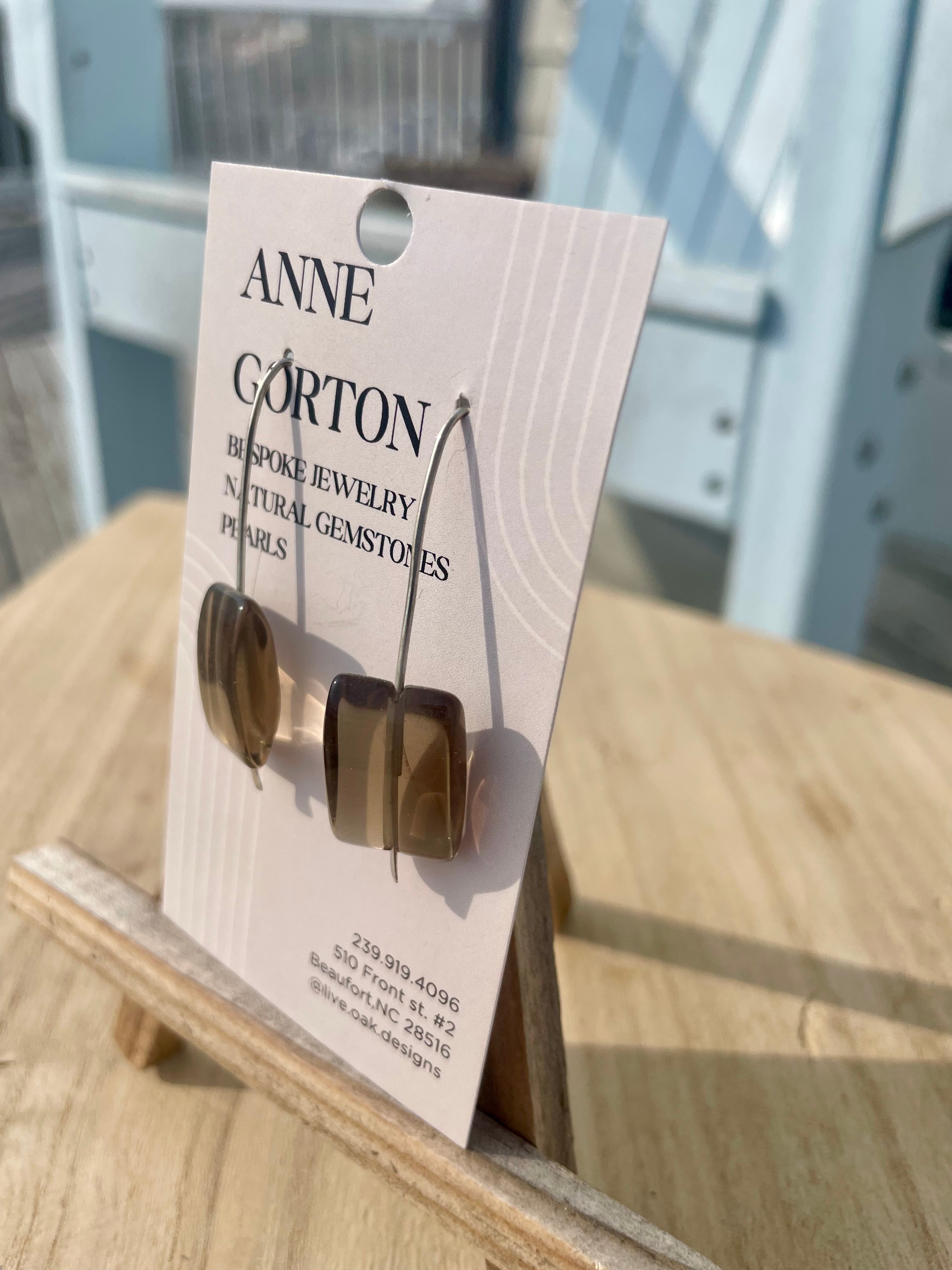 Smoky Horizon Drops  Smoky Quartz on Argentium threaders