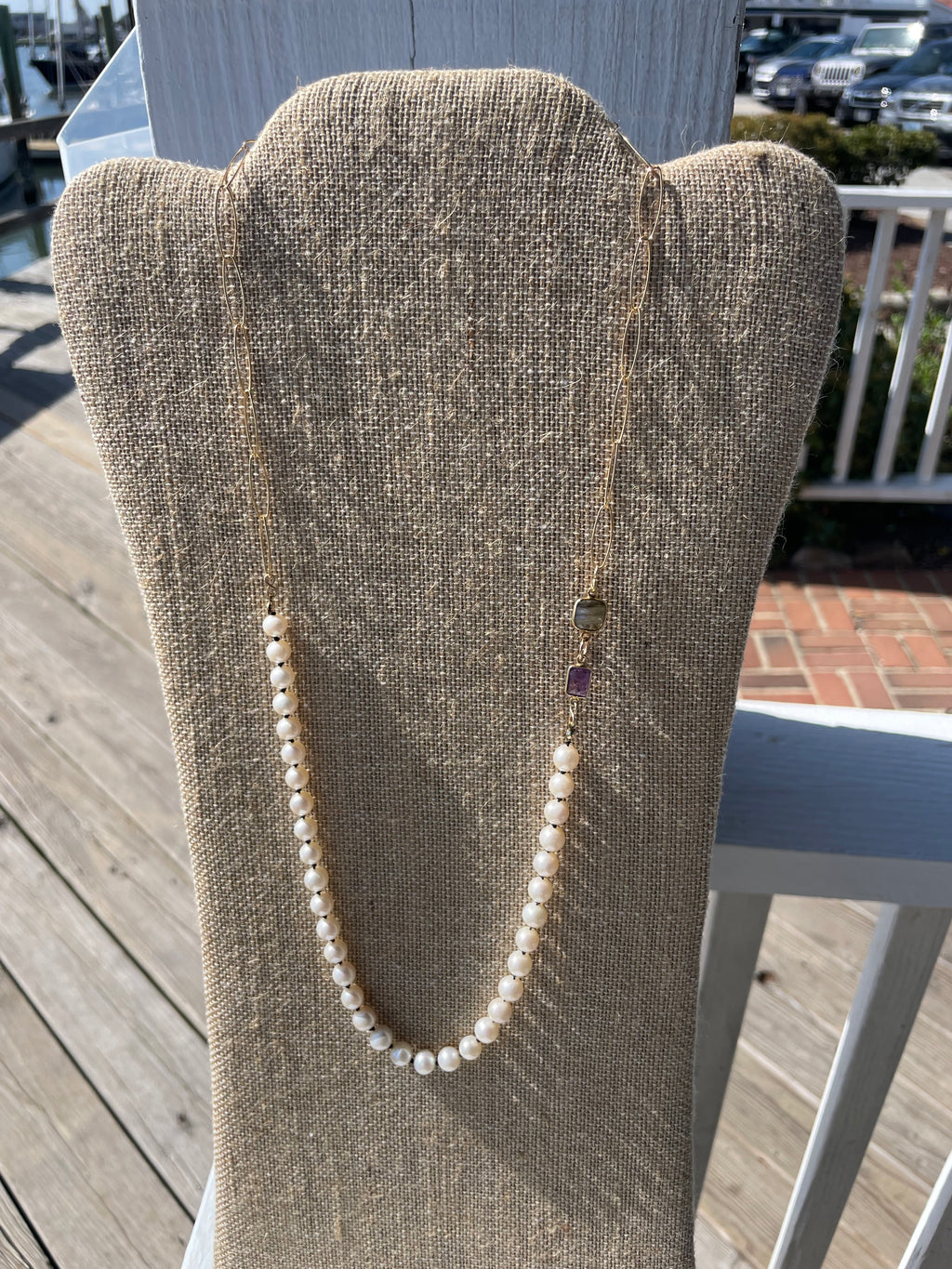 Shoreline — Tide & Tone Akoya Pearl & Mixed Stone Necklace