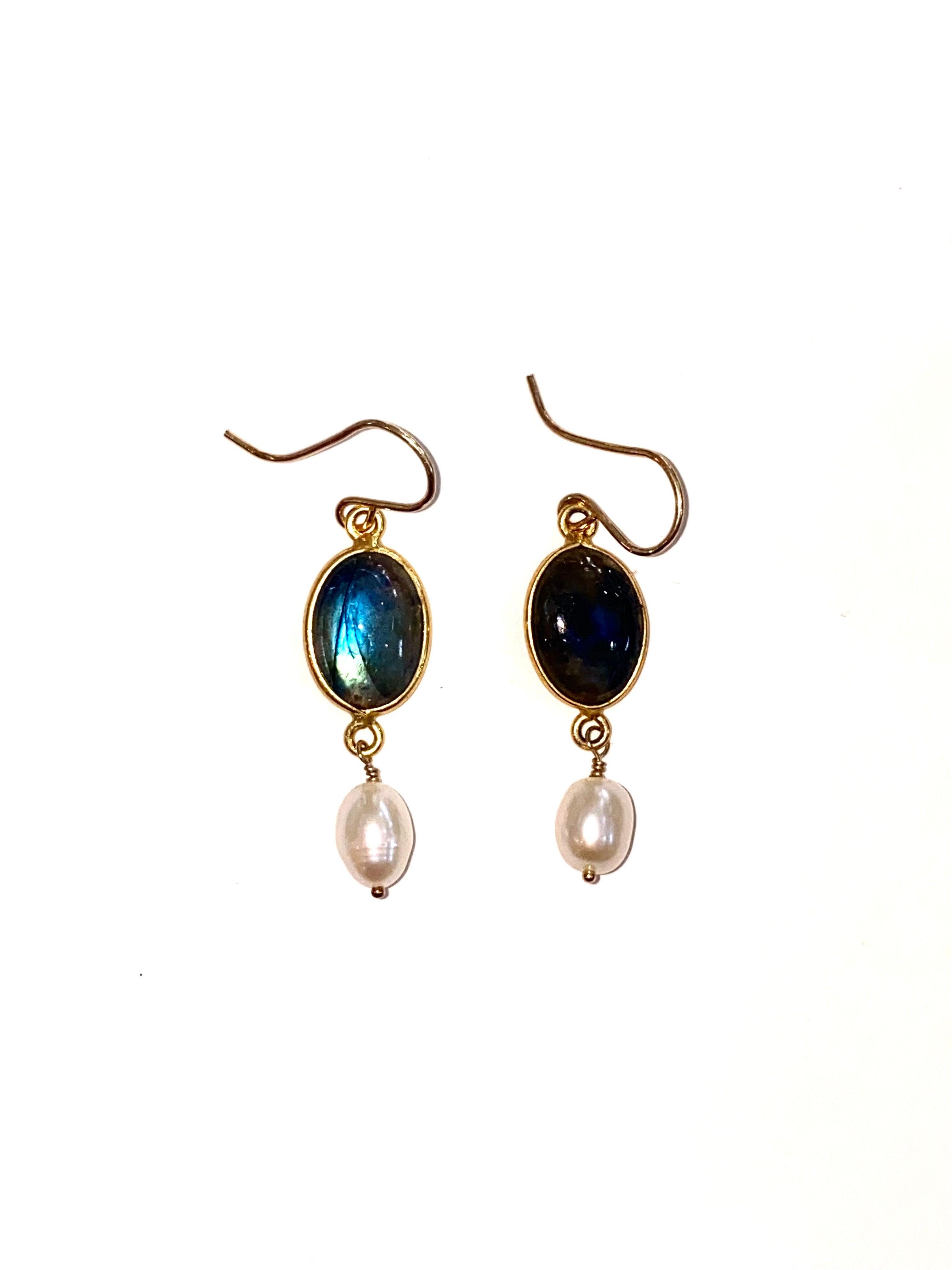 Moonlit Tide Labradorite & Pearl Earrings